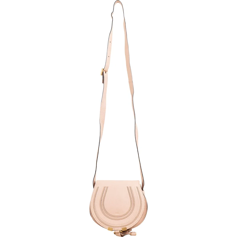 Chloé Rose Grained Leather Marcie Small Saddle Crossbody Bag