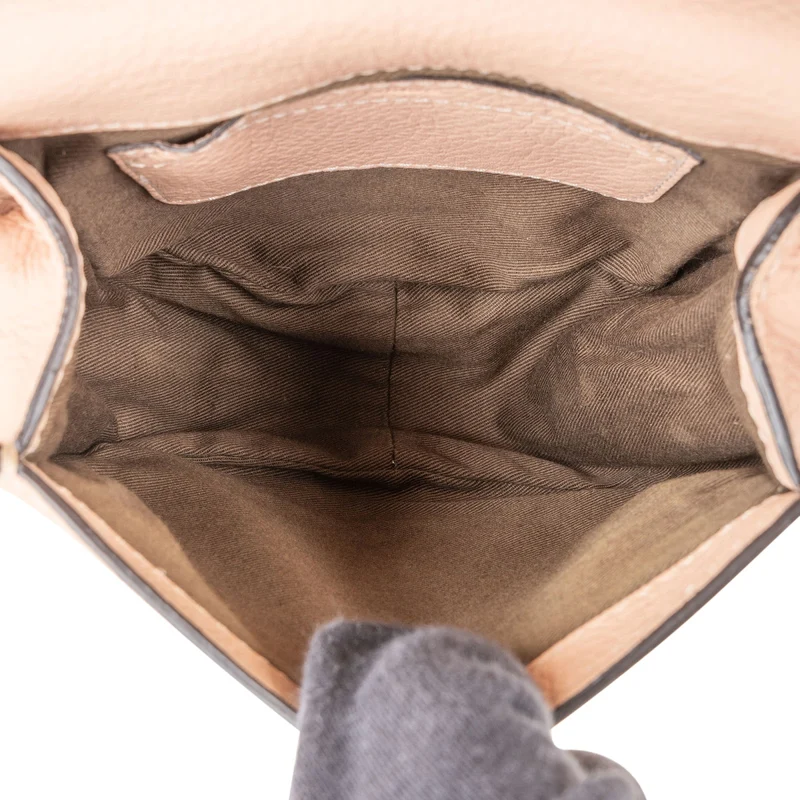 Chloé Rose Grained Leather Marcie Small Saddle Crossbody Bag