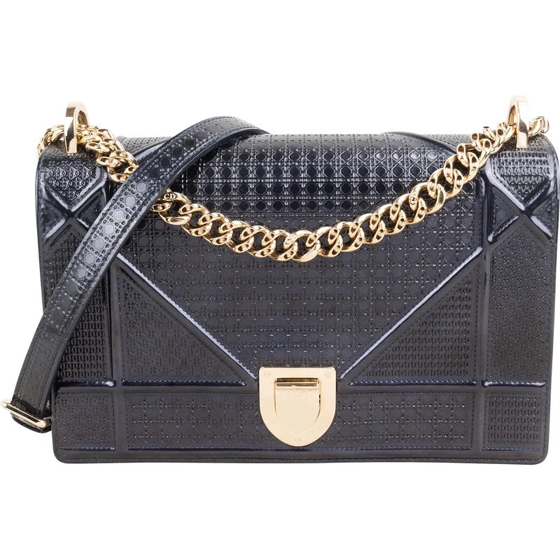 Christian Dior Metallic Patent Leather Diorama Flap Crossbody Bag