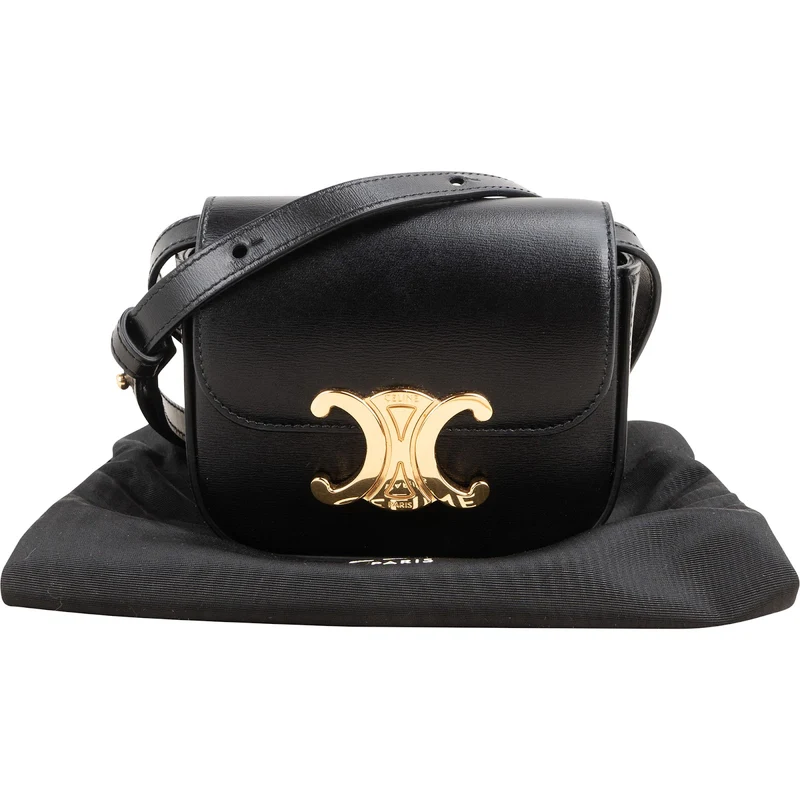 Celine Shiny Calfskin Mini Claude Triomphe Crossbody Bag