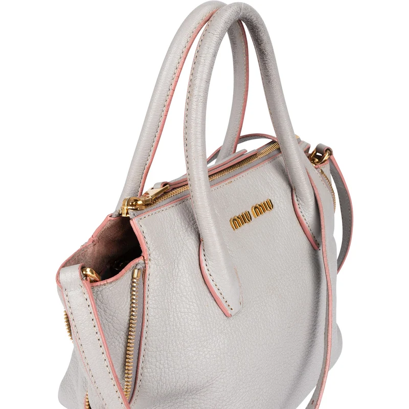 Miu Miu Vitello Leather Madras Handbag
