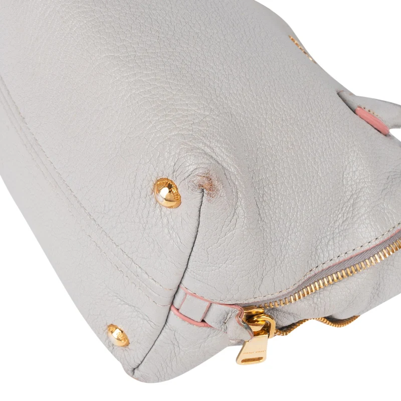 Miu Miu Vitello Leather Madras Handbag