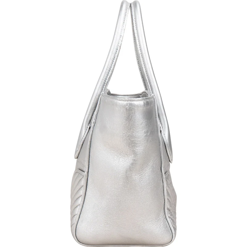 Miu Miu Metallic Leather Quilted Tote Handbag