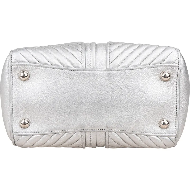 Miu Miu Metallic Leather Quilted Tote Handbag