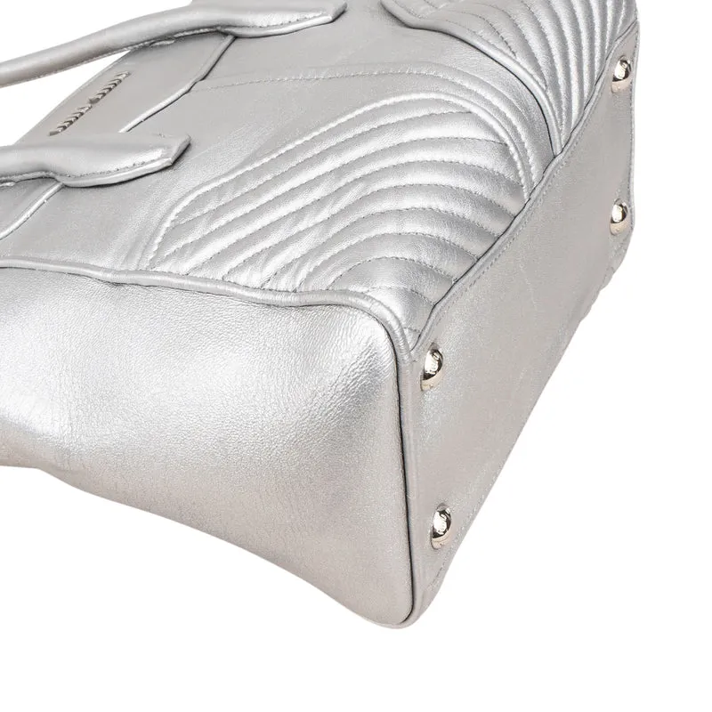 Miu Miu Metallic Leather Quilted Tote Handbag