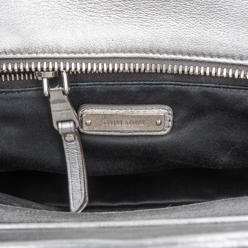 Miu Miu Metallic Leather Quilted Tote Handbag