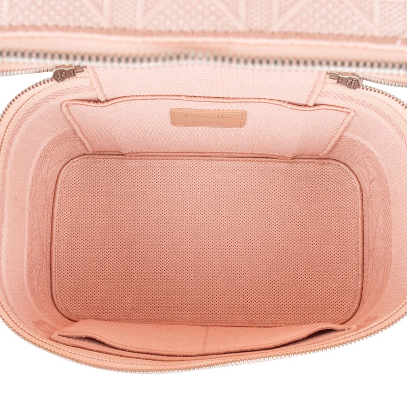 Christain Dior Cannage Embroidered Fabric DiorTravel Vanity Case Handbag