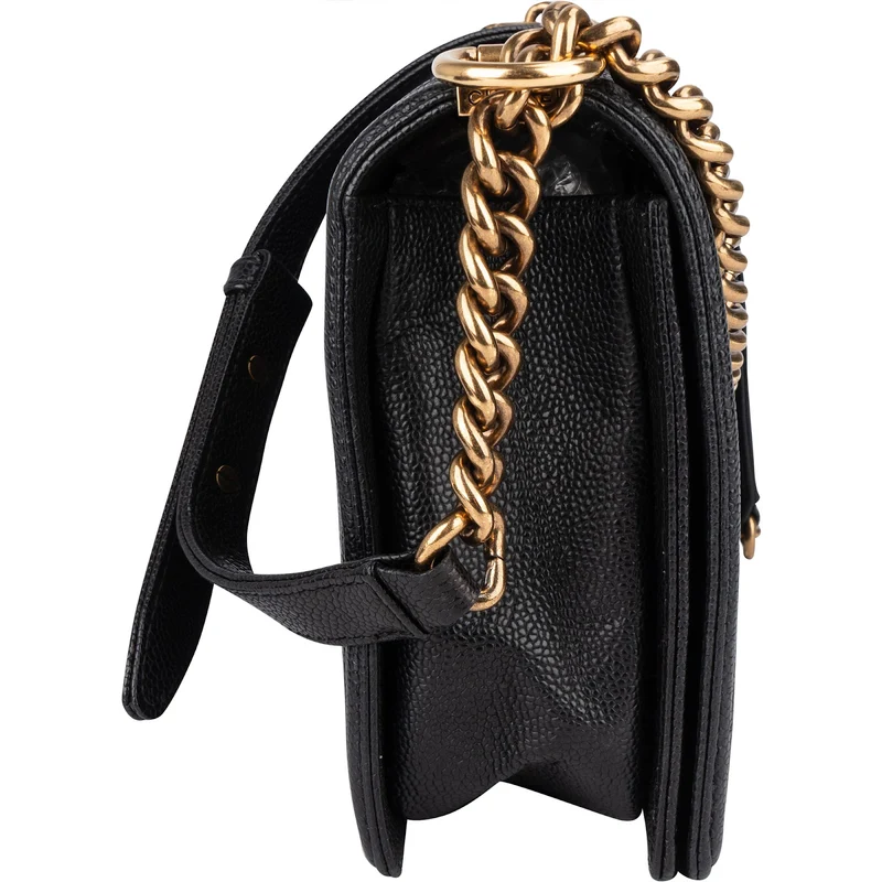 Chanel Quilted Caviar Leather Boy Single Flap Crossbody Bag