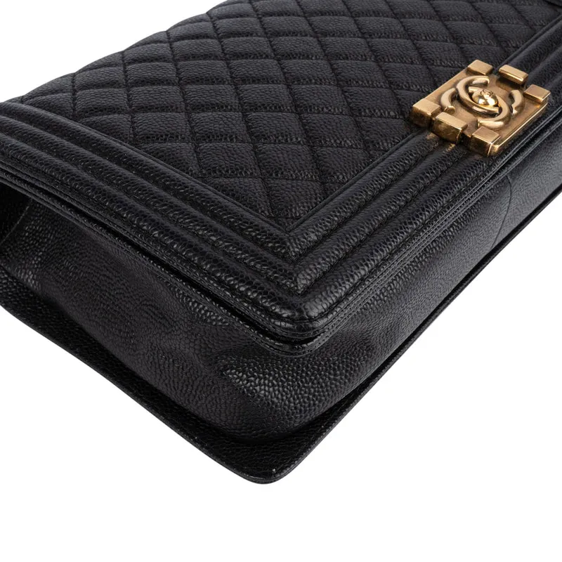 Chanel Quilted Caviar Leather Boy Single Flap Crossbody Bag