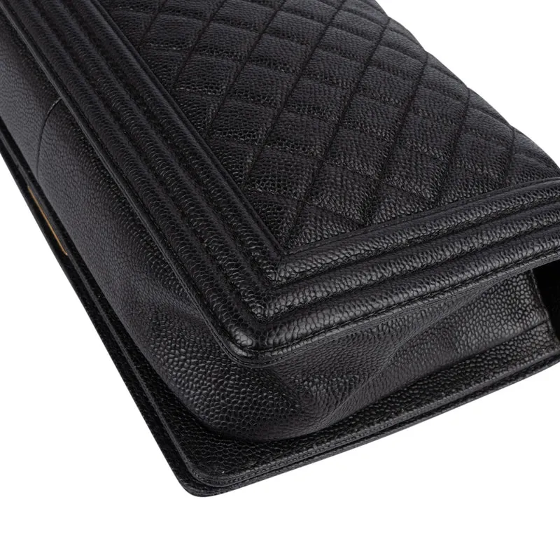 Chanel Quilted Caviar Leather Boy Single Flap Crossbody Bag