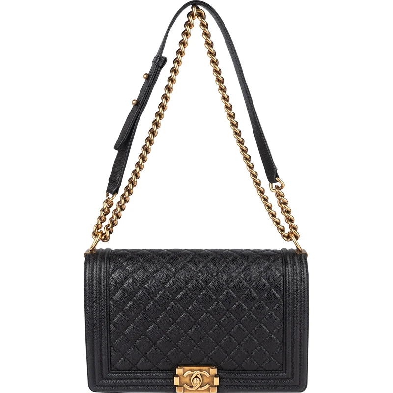 Chanel Quilted Caviar Leather Boy Single Flap Crossbody Bag