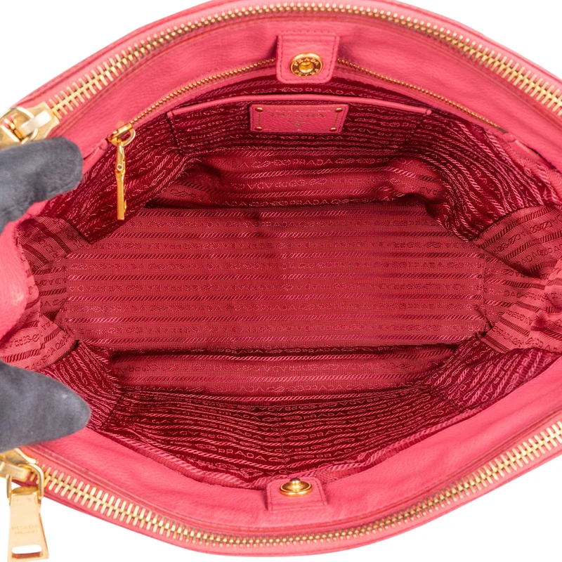 Prada Pink Leather Galleria Double Zip Tote Handbag