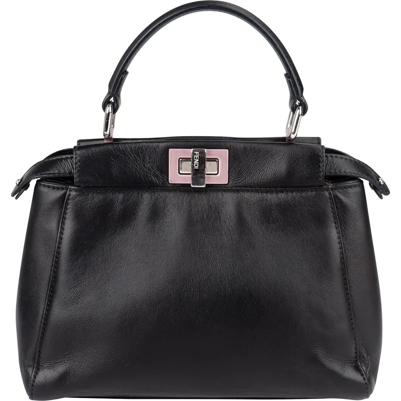 Fendi Black Leather Peekaboo Handbag