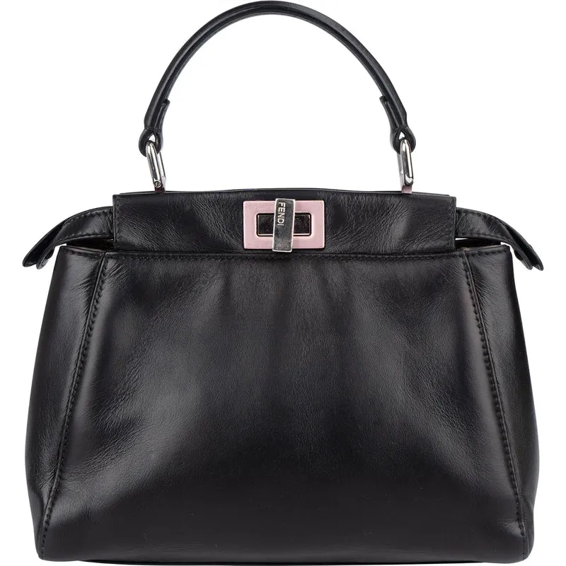 Fendi Black Leather Peekaboo Handbag