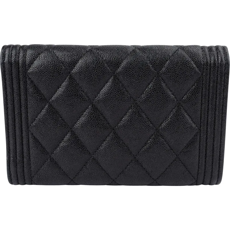 Chanel Quilted Caviar Leather Small Boy Wallet