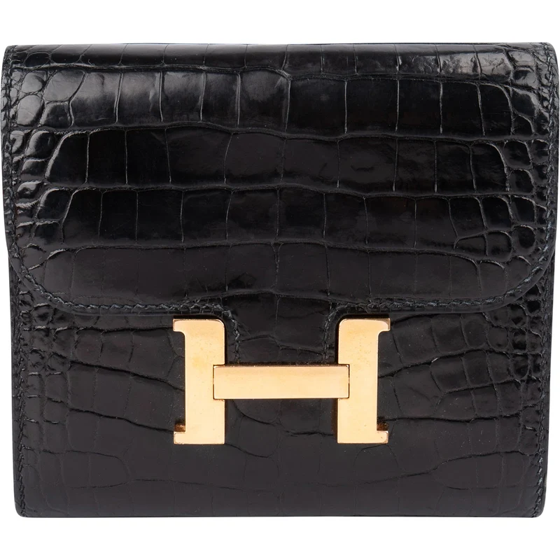 Hermès Crocodile Leather Constance Compact Wallet