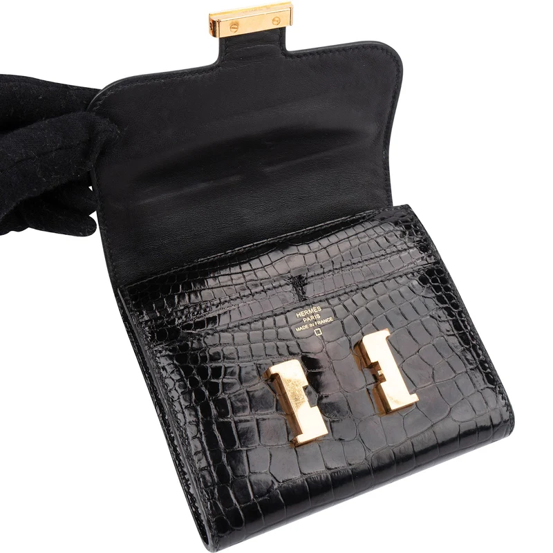 Hermès Crocodile Leather Constance Compact Wallet