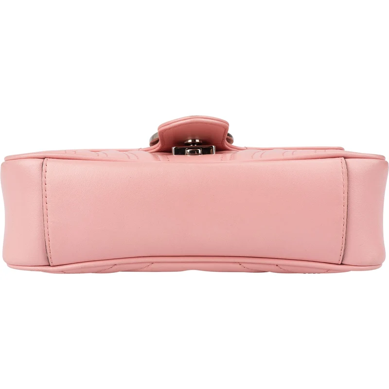 Gucci Pink Matelassé Leather GG Marmont Small Crossbody Bag