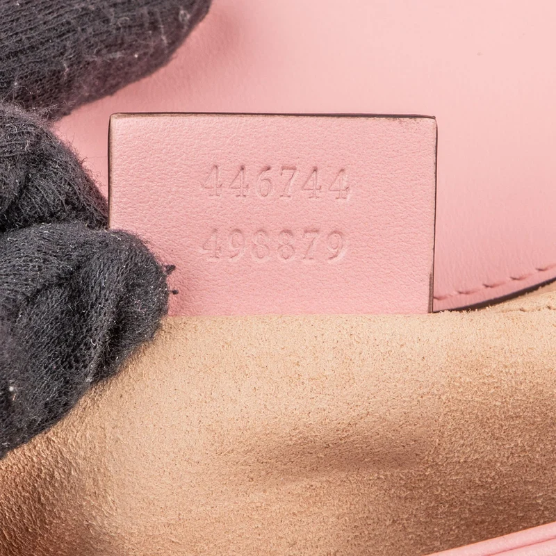 Gucci Pink Matelassé Leather GG Marmont Small Crossbody Bag
