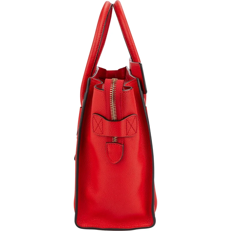 Céline Drummed Calfskin Nano Luggage Tote Handbag