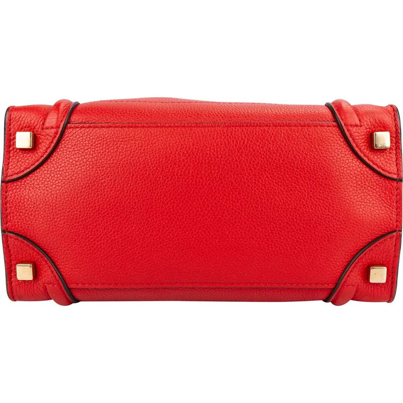 Céline Drummed Calfskin Nano Luggage Tote Handbag