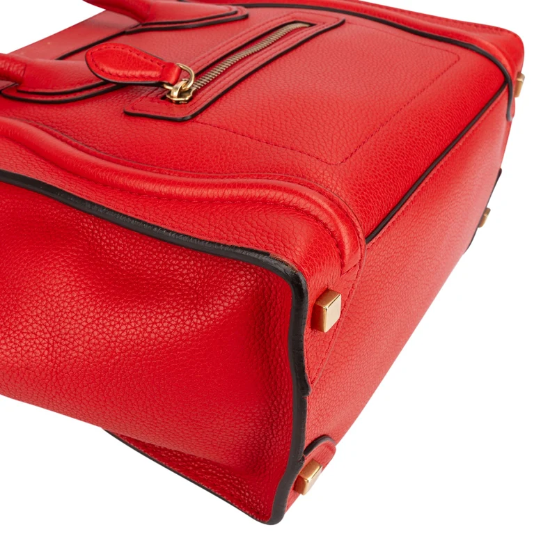 Céline Drummed Calfskin Nano Luggage Tote Handbag