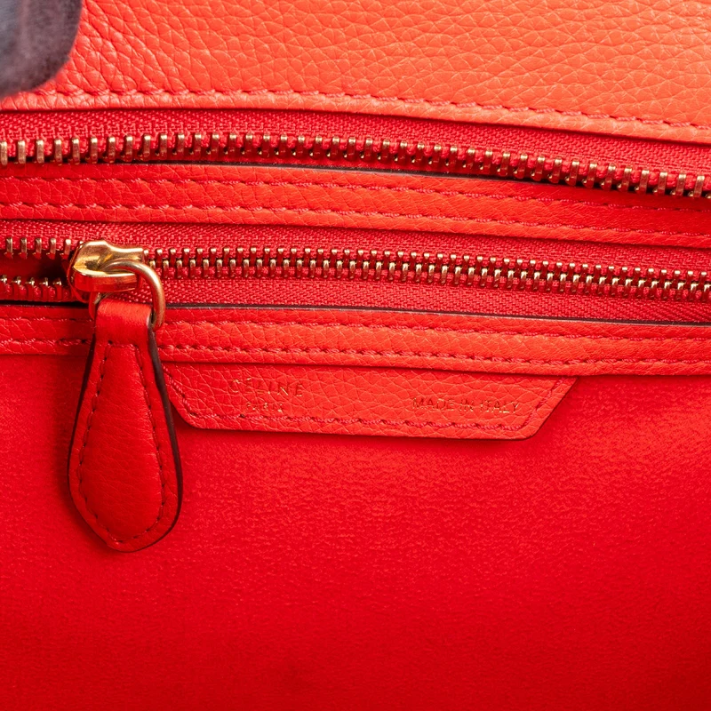 Céline Drummed Calfskin Nano Luggage Tote Handbag