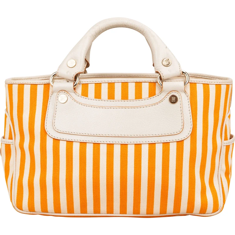 Celine Striped Canvas Boogie Handbag