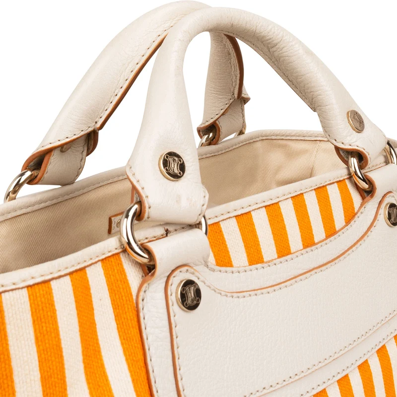 Celine Striped Canvas Boogie Handbag