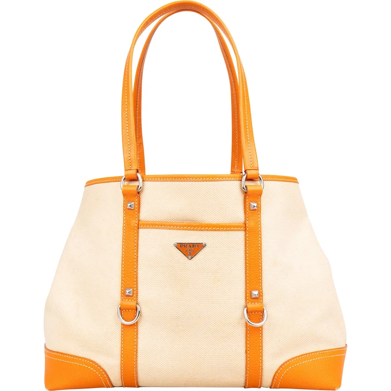 Prada Canvas and Leather Triangle Shoulder Bag