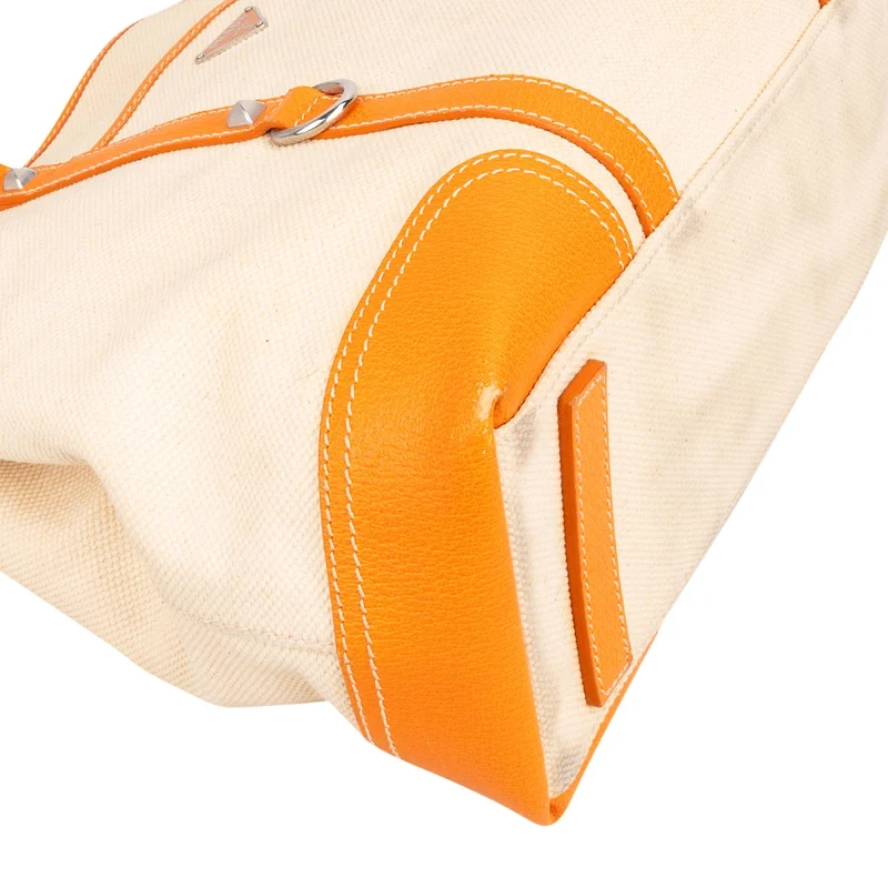 Prada Canvas and Leather Triangle Shoulder Bag