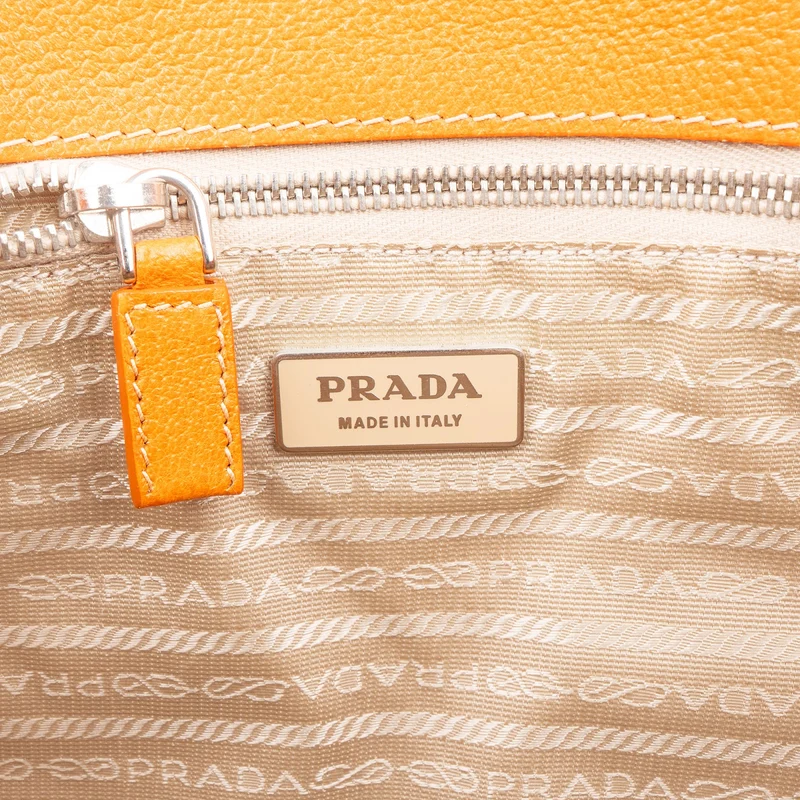 Prada Canvas and Leather Triangle Shoulder Bag