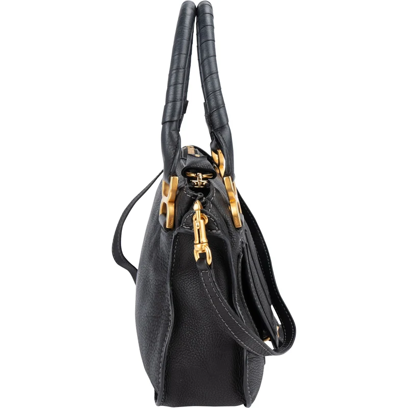 Chloé Black Grainded Leather Marcie Handbag