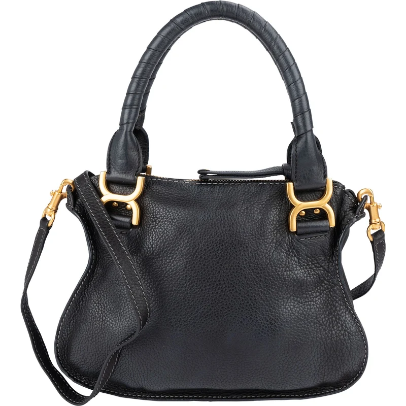 Chloé Black Grainded Leather Marcie Handbag
