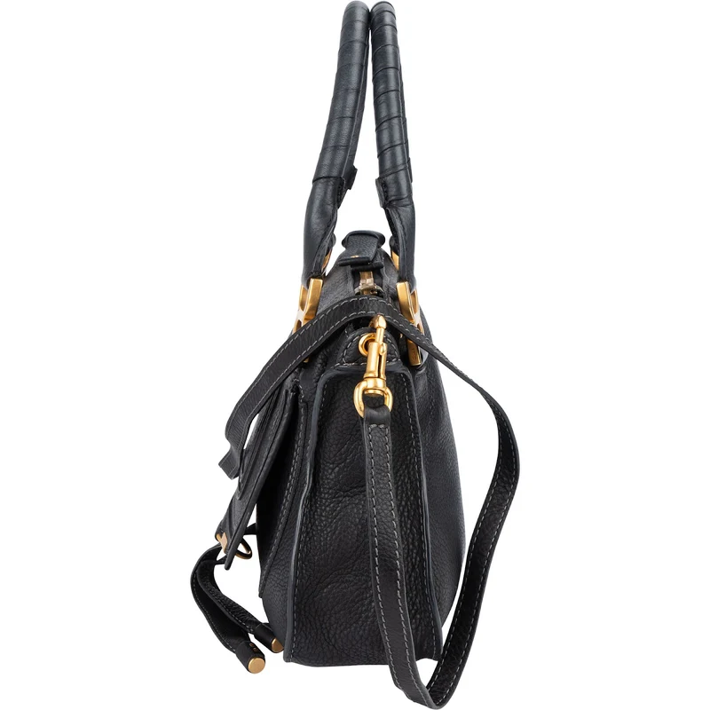 Chloé Black Grainded Leather Marcie Handbag