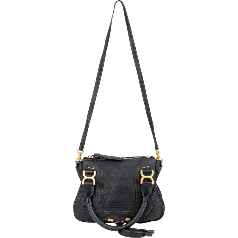 Chloé Black Grainded Leather Marcie Handbag