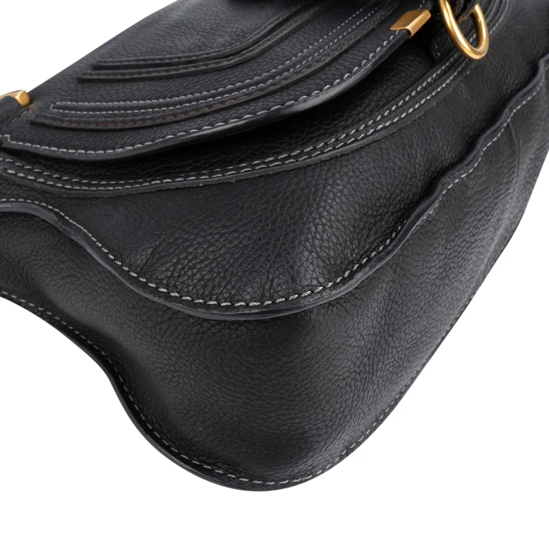 Chloé Black Grainded Leather Marcie Handbag
