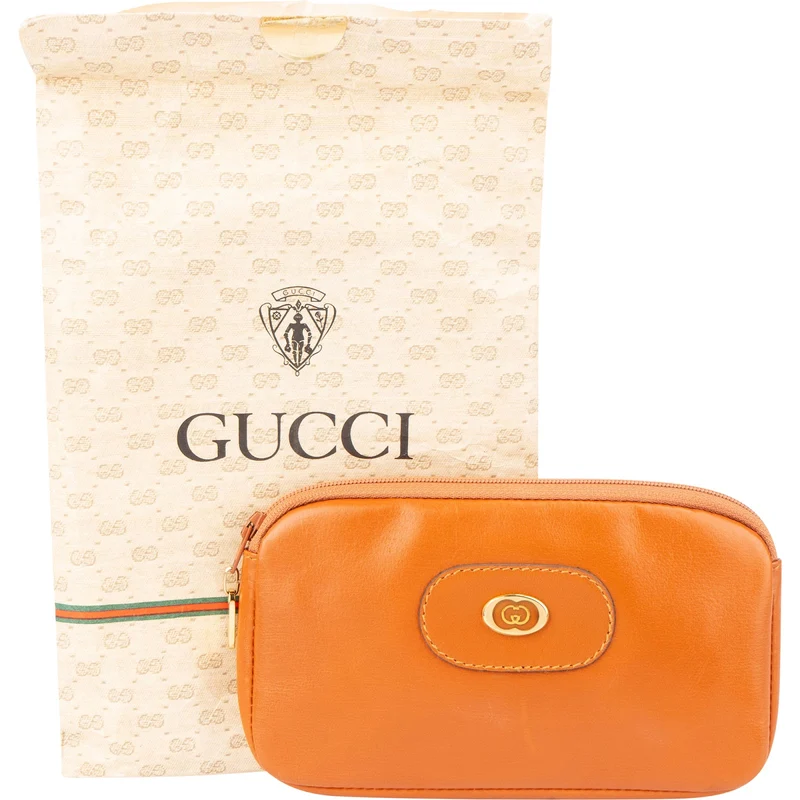 Gucci Vintage Orange Leather Small Pouch