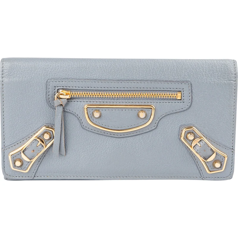 Balenciaga Blue Leather Classic City Wallet