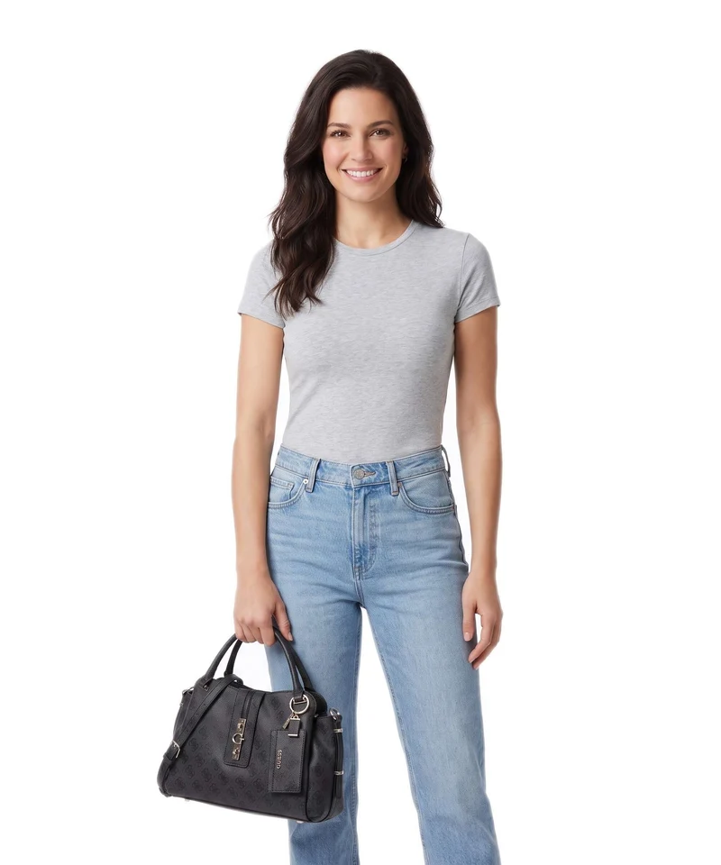 Guess Yvonne Girlfriend Logo Handtasche coal logo