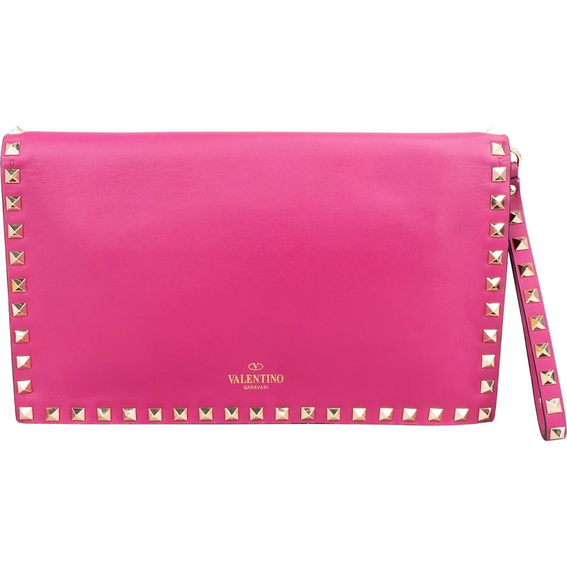 Valentino Garavani Pink Leather Rockstud Clutch
