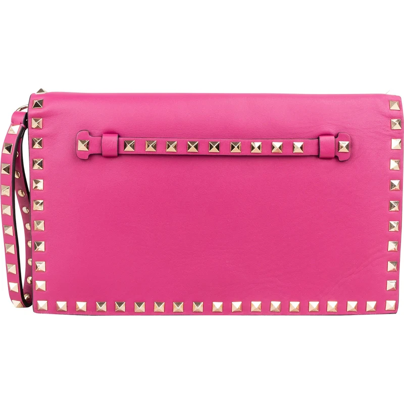 Valentino Garavani Pink Leather Rockstud Clutch