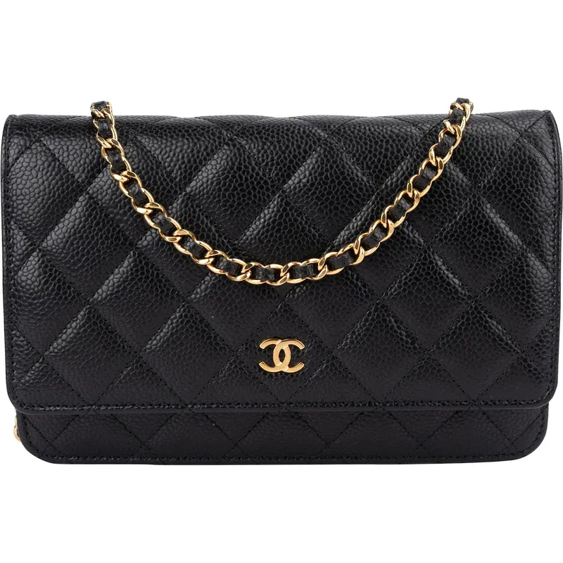 Chanel Quilted Caviar Leather Wallet on Chain Crossbody Bag