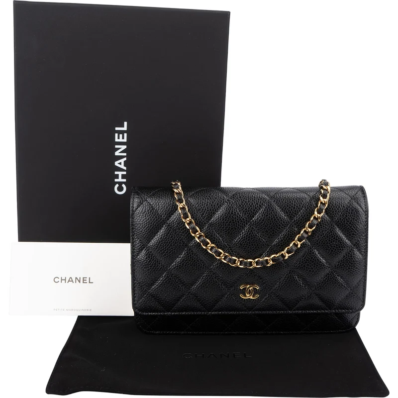 Chanel Quilted Caviar Leather Wallet on Chain Crossbody Bag