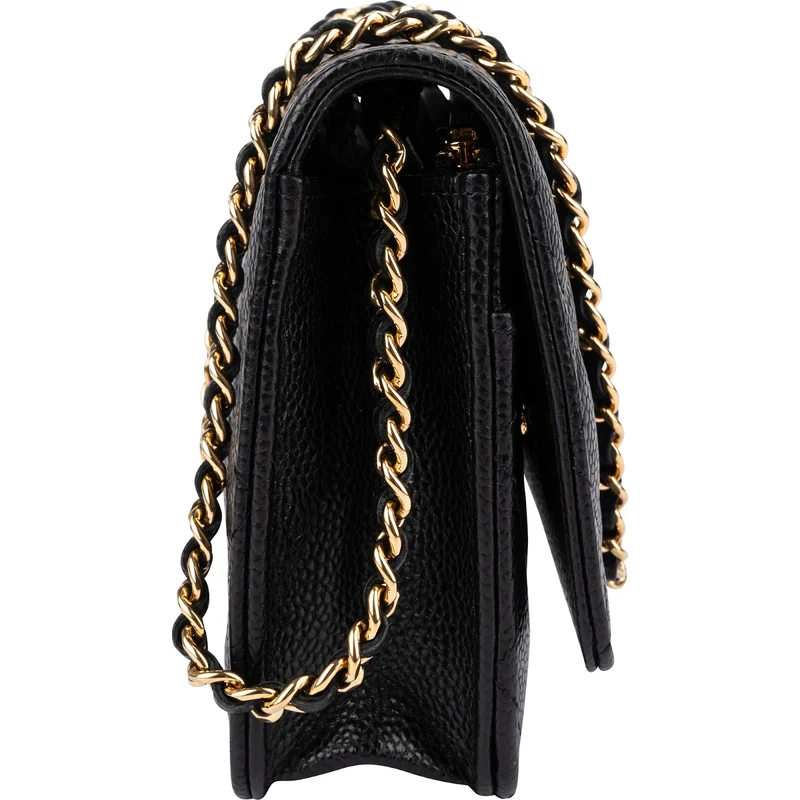 Chanel Quilted Caviar Leather Wallet on Chain Crossbody Bag
