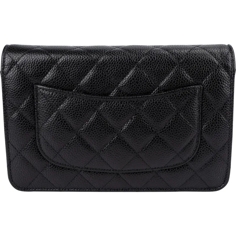 Chanel Quilted Caviar Leather Wallet on Chain Crossbody Bag