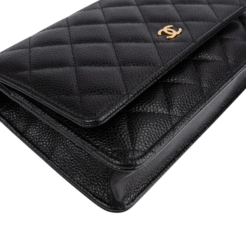 Chanel Quilted Caviar Leather Wallet on Chain Crossbody Bag