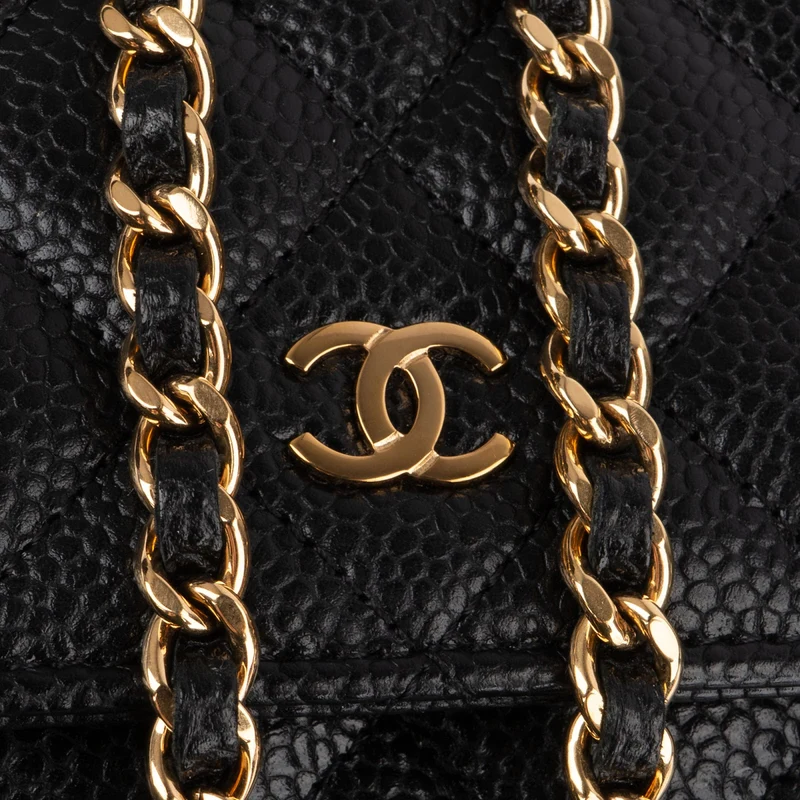 Chanel Quilted Caviar Leather Wallet on Chain Crossbody Bag