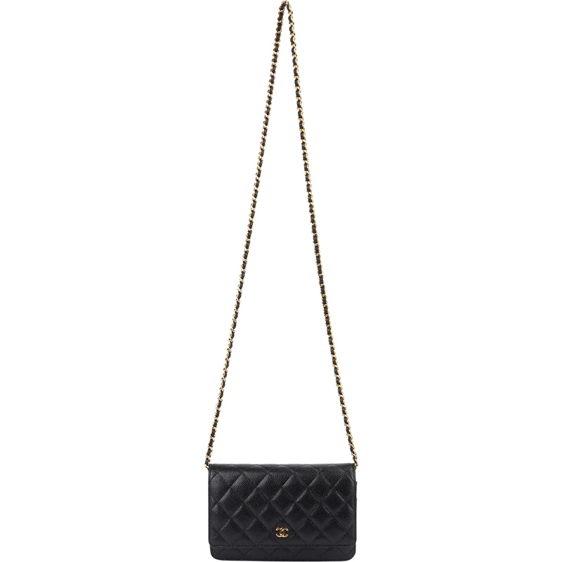Chanel Quilted Caviar Leather Wallet on Chain Crossbody Bag