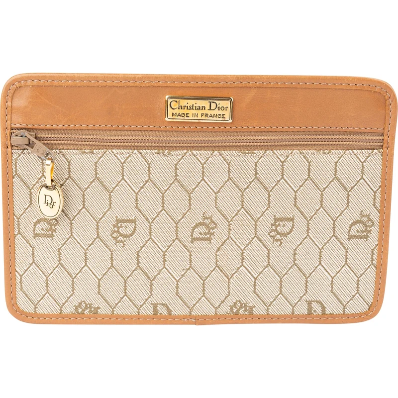 Christian Dior Monogram Honeycomb Canvas Clip Pouch Clutch